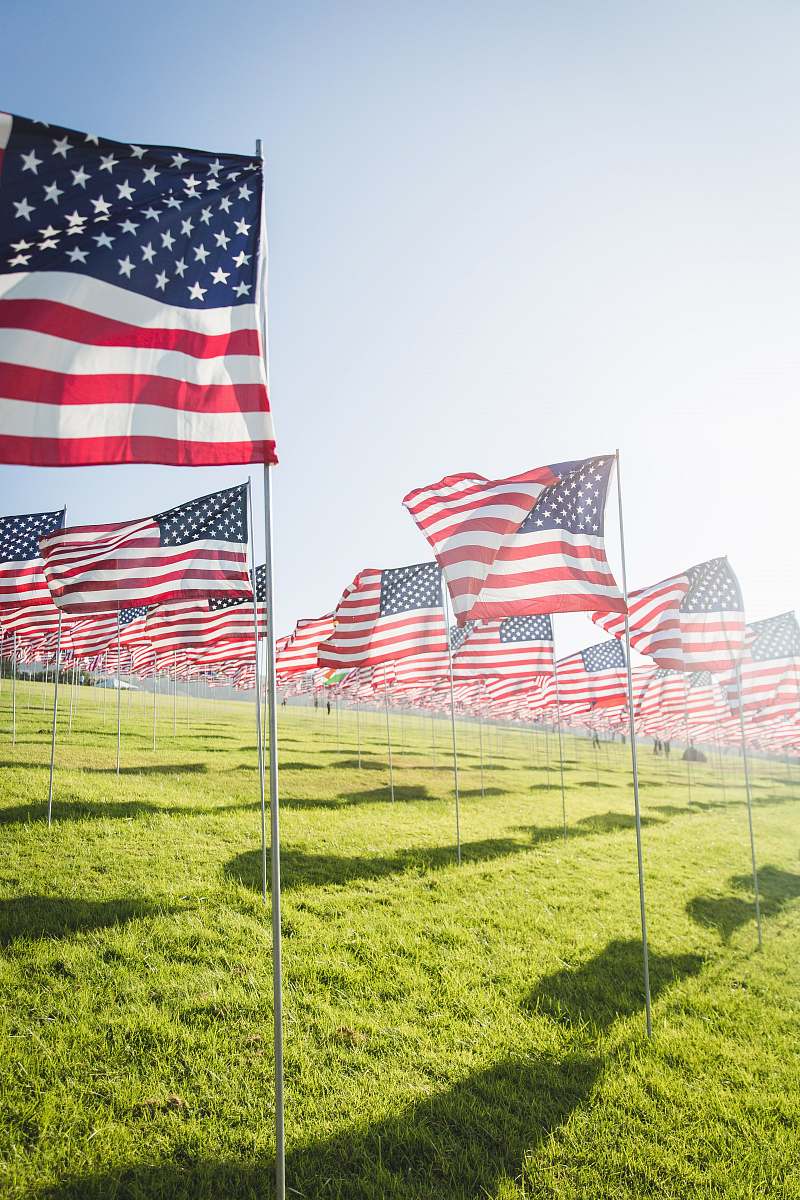 flag flag of America lot on grass field california